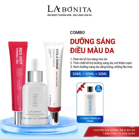 [Tặng Toner trắng da] COMBO Dưỡng Sáng Đều Màu Da -Tuýp Peel AHA 25% 30g + Serum Tranexamic Acid 50ml + Kem Retinal 30ml
