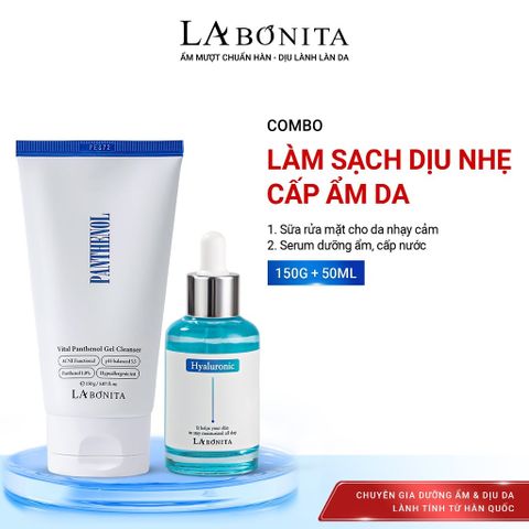 Combo Làm Sạch & Cấp Ẩm Serum HA 50ml & Sữa Rửa Mặt Panthenol pH 5.5 150g