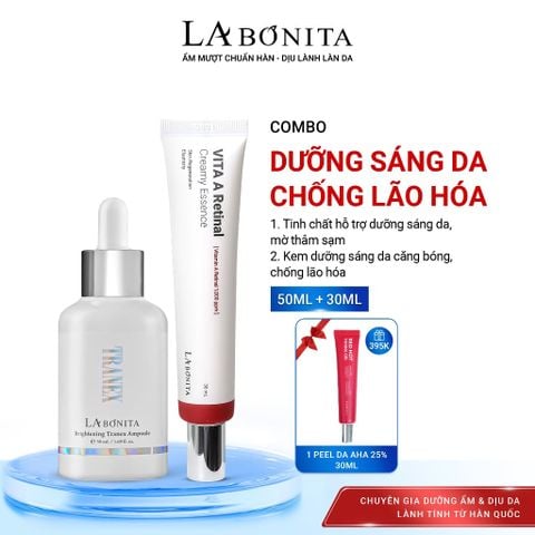 [Tặng AHA tuýp] COMBO Serum Dưỡng Sáng Da Tranexamic Acid 50ml + Kem dưỡng chống lão hóa Retinal 30ml