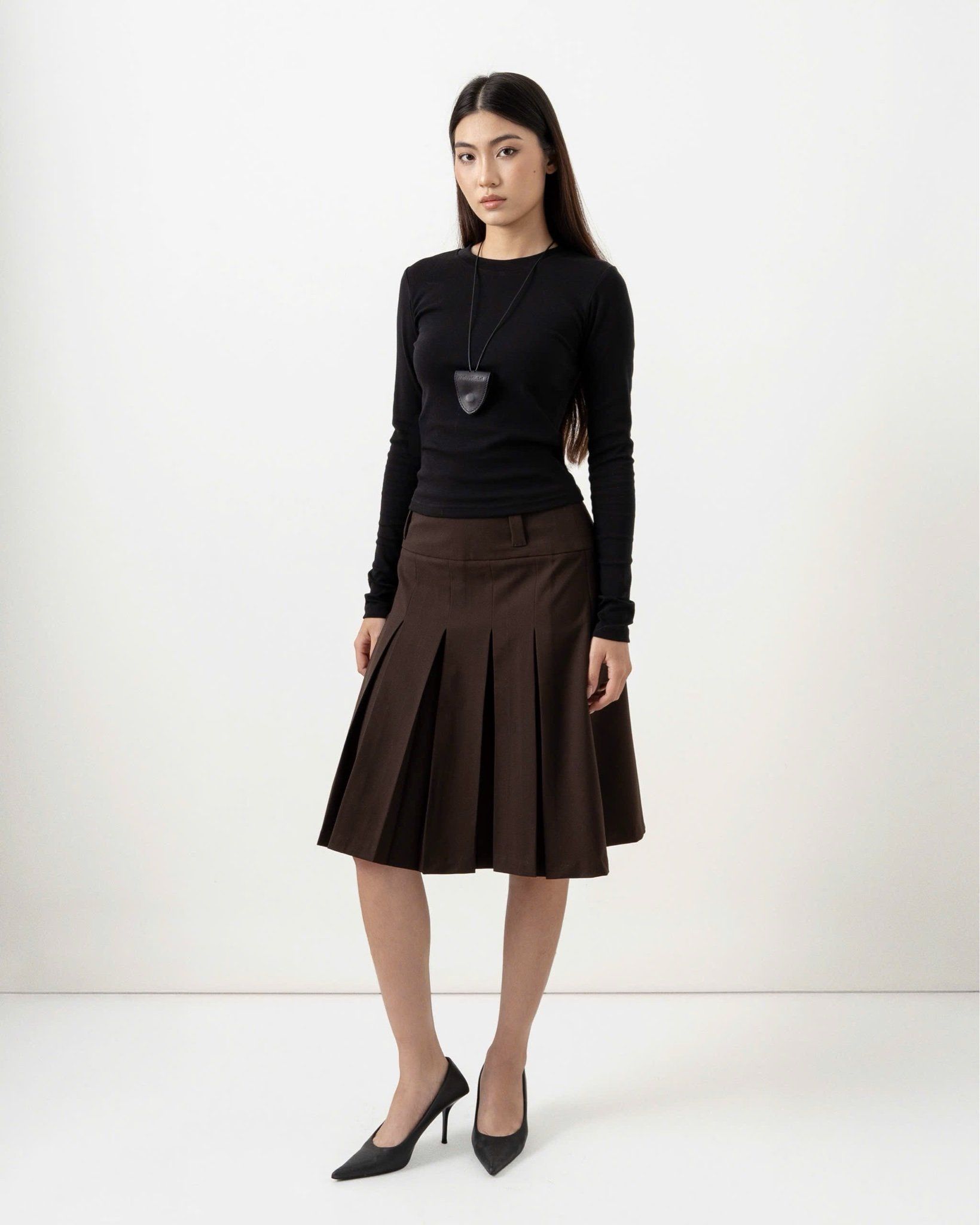  MIDI PLEAT SKIRT * choco 