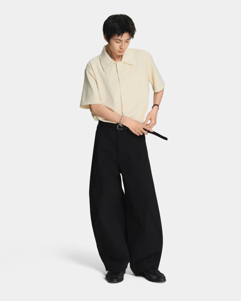  LINEN WELT POCKET SHIRT * cream 