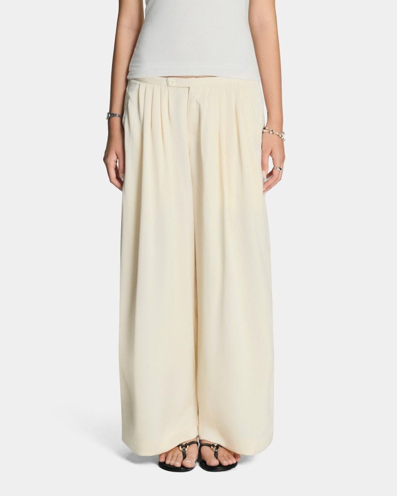  PLEAT SILK PANTS * cream 