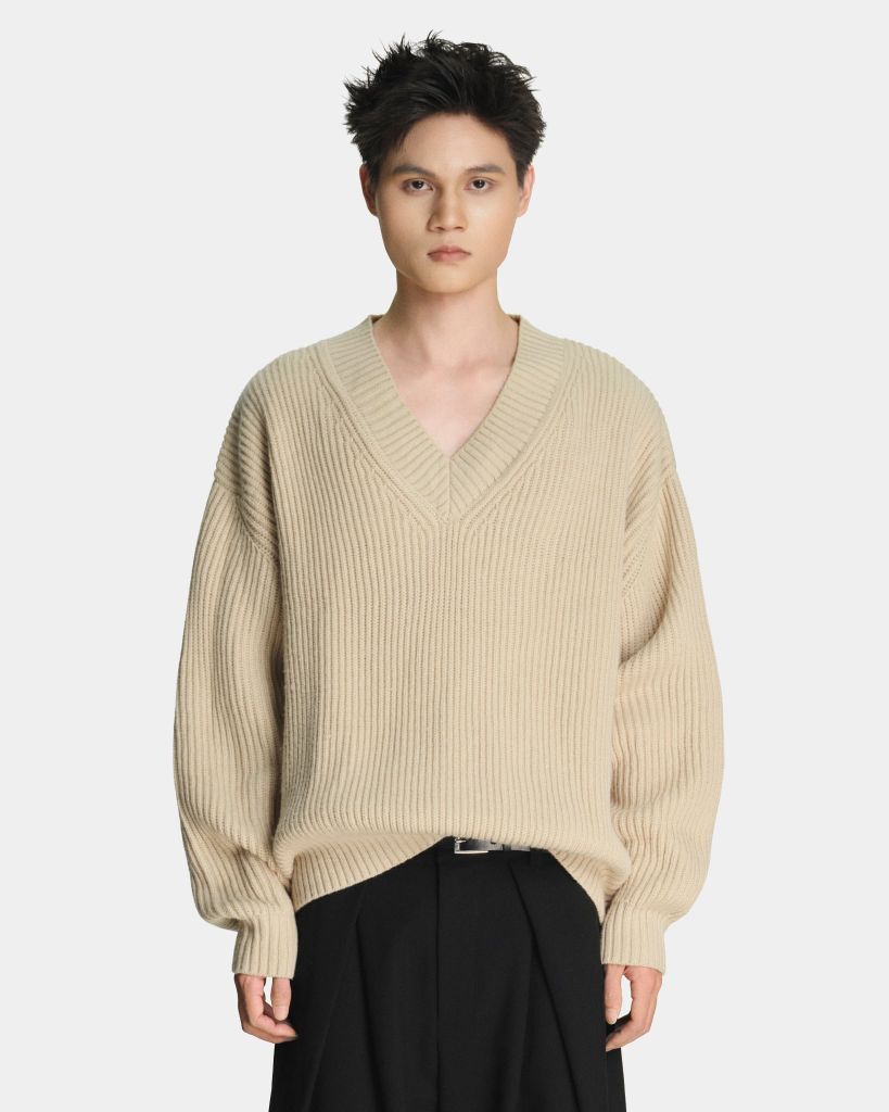  V KNIT SWEATER * cream 
