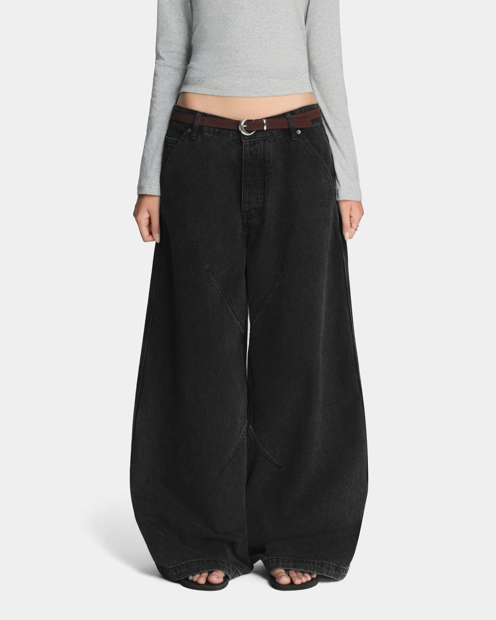  FADED LOOSE JEANS * black 