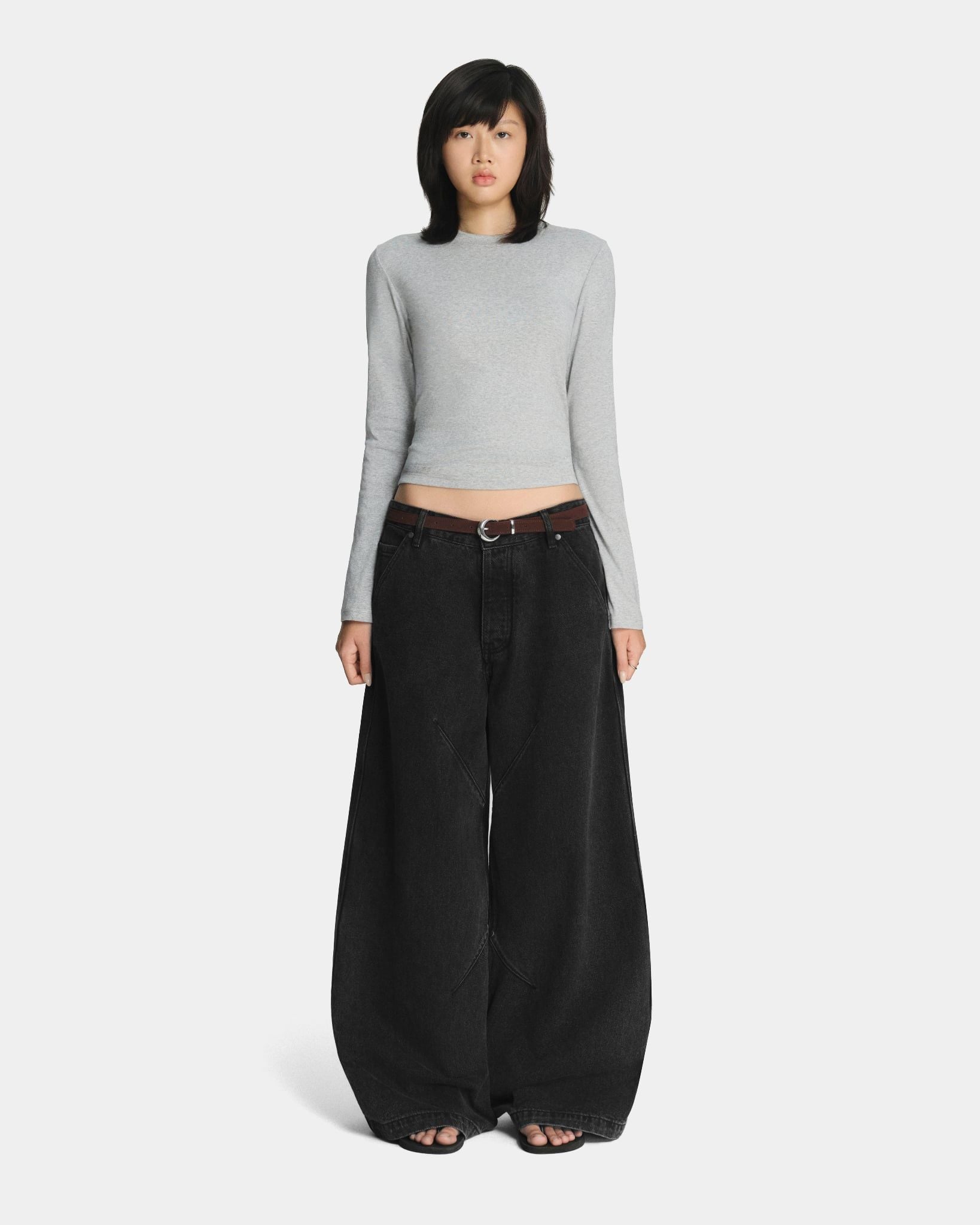  FADED LOOSE JEANS * black 