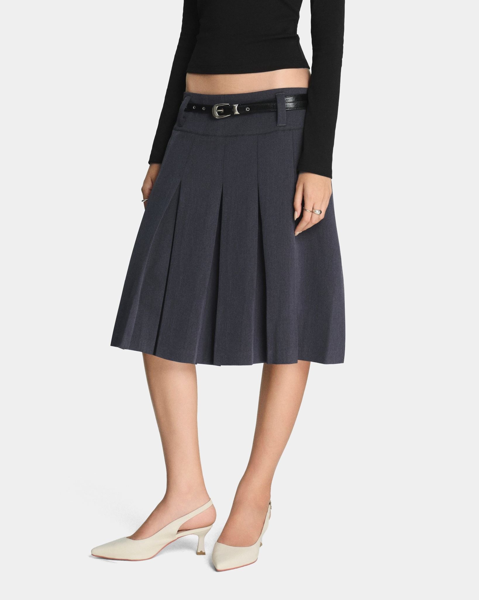  MIDI PLEAT SKIRT * grey 