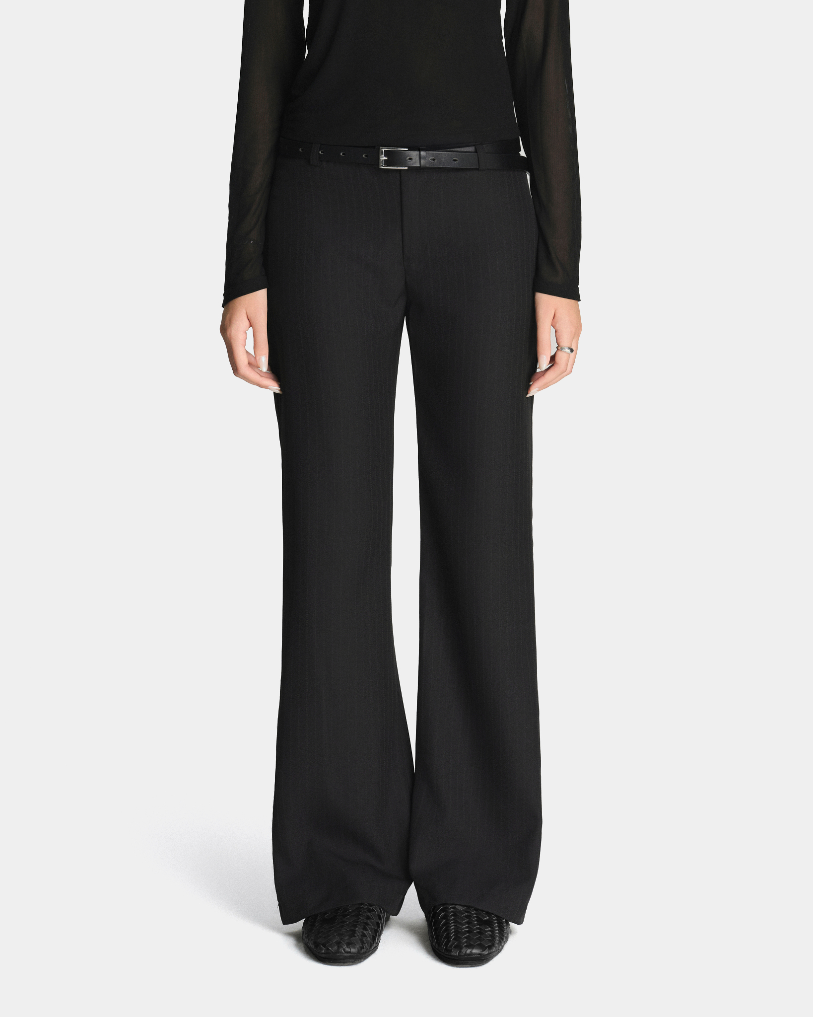 MAHU STRIPED FLARED TROUSERS