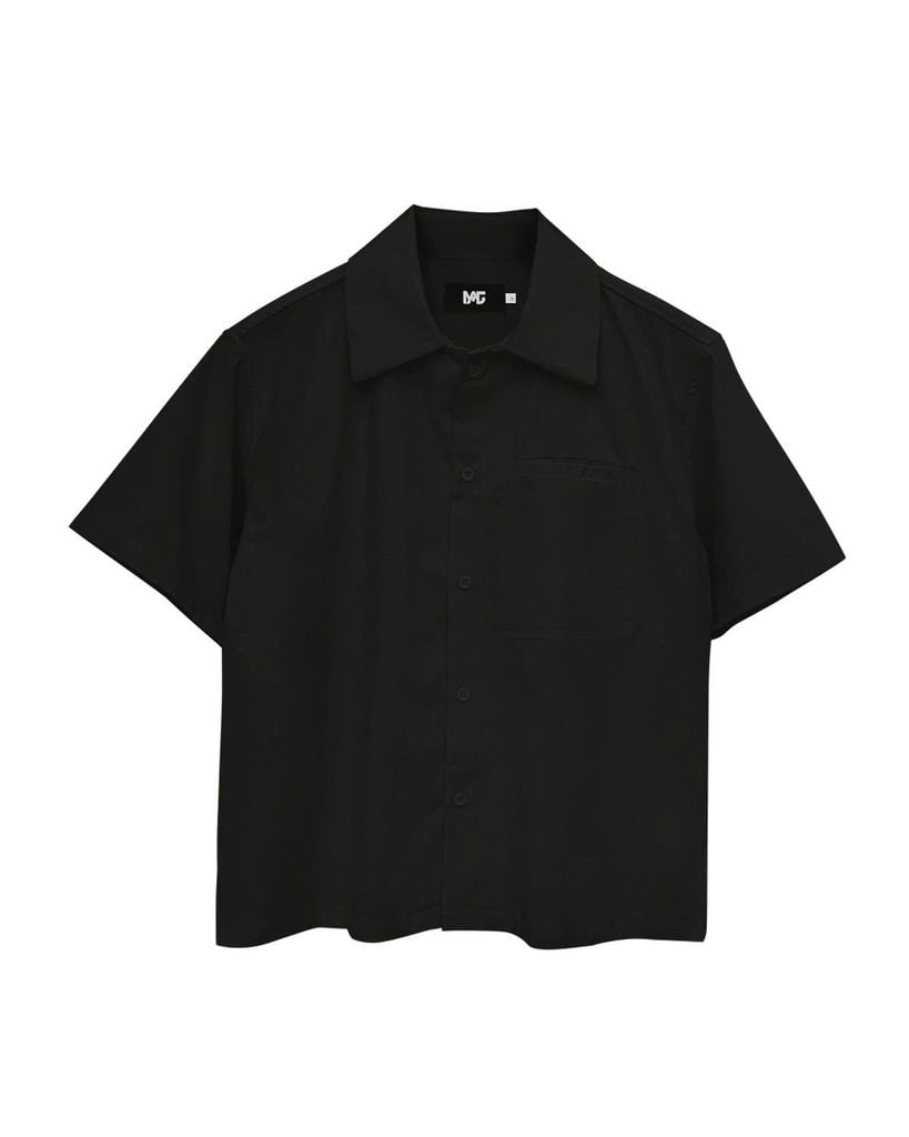 LINEN WELT POCKET SHIRT * black 