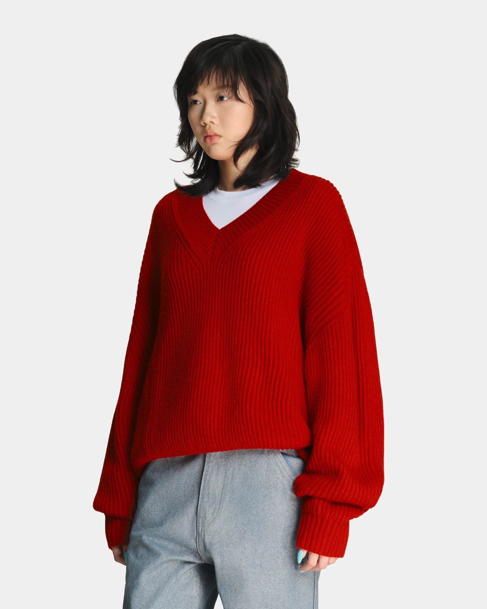  V KNIT SWEATER * red 