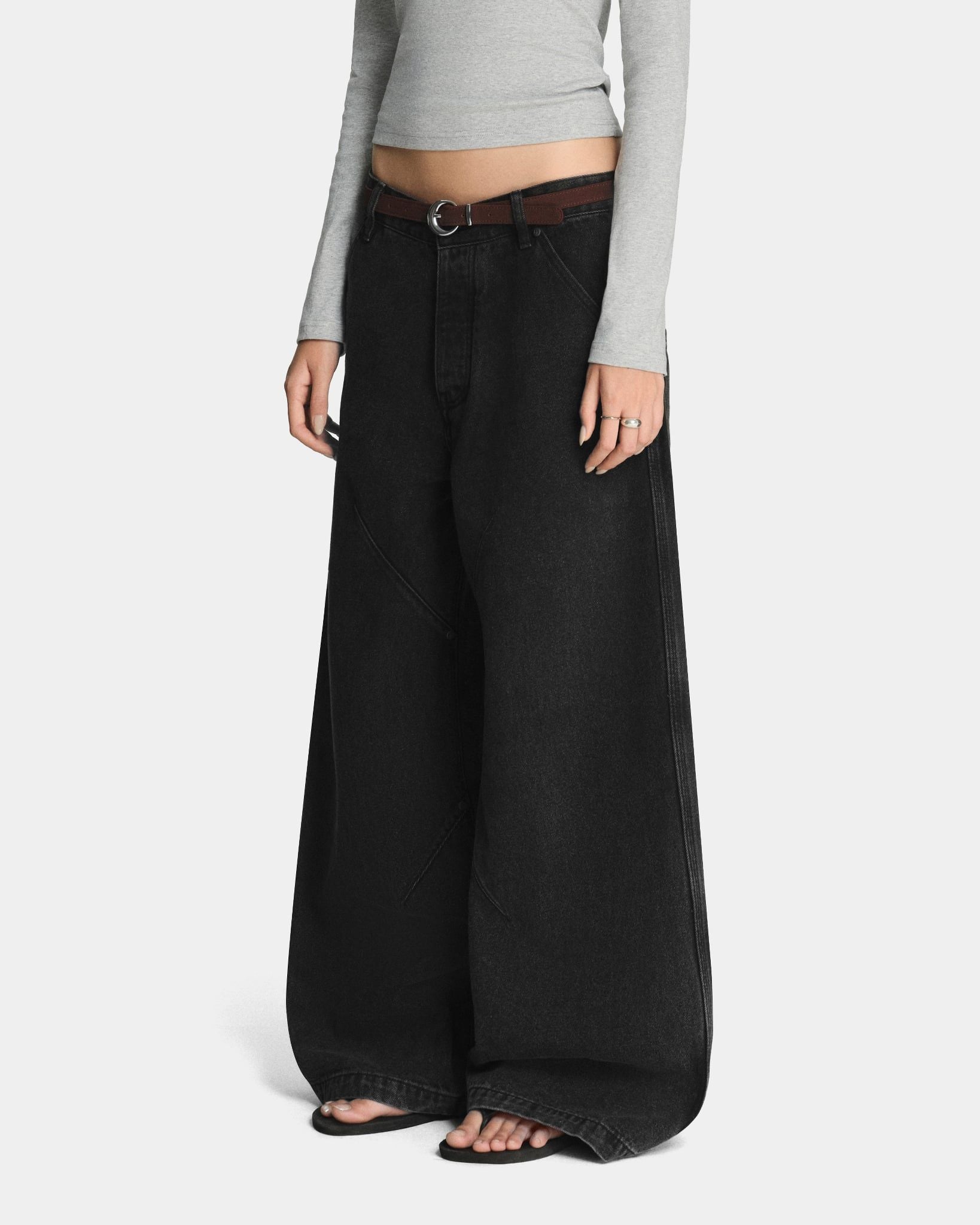  FADED LOOSE JEANS * black 