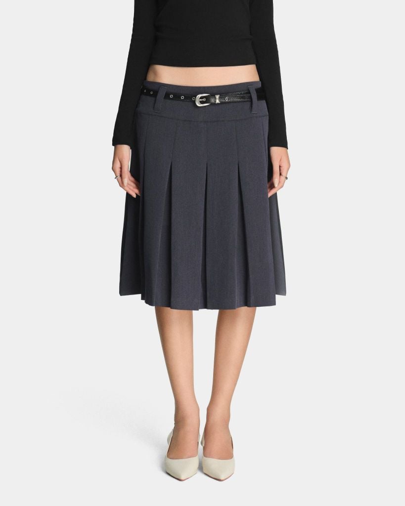 MIDI PLEAT SKIRT * grey 