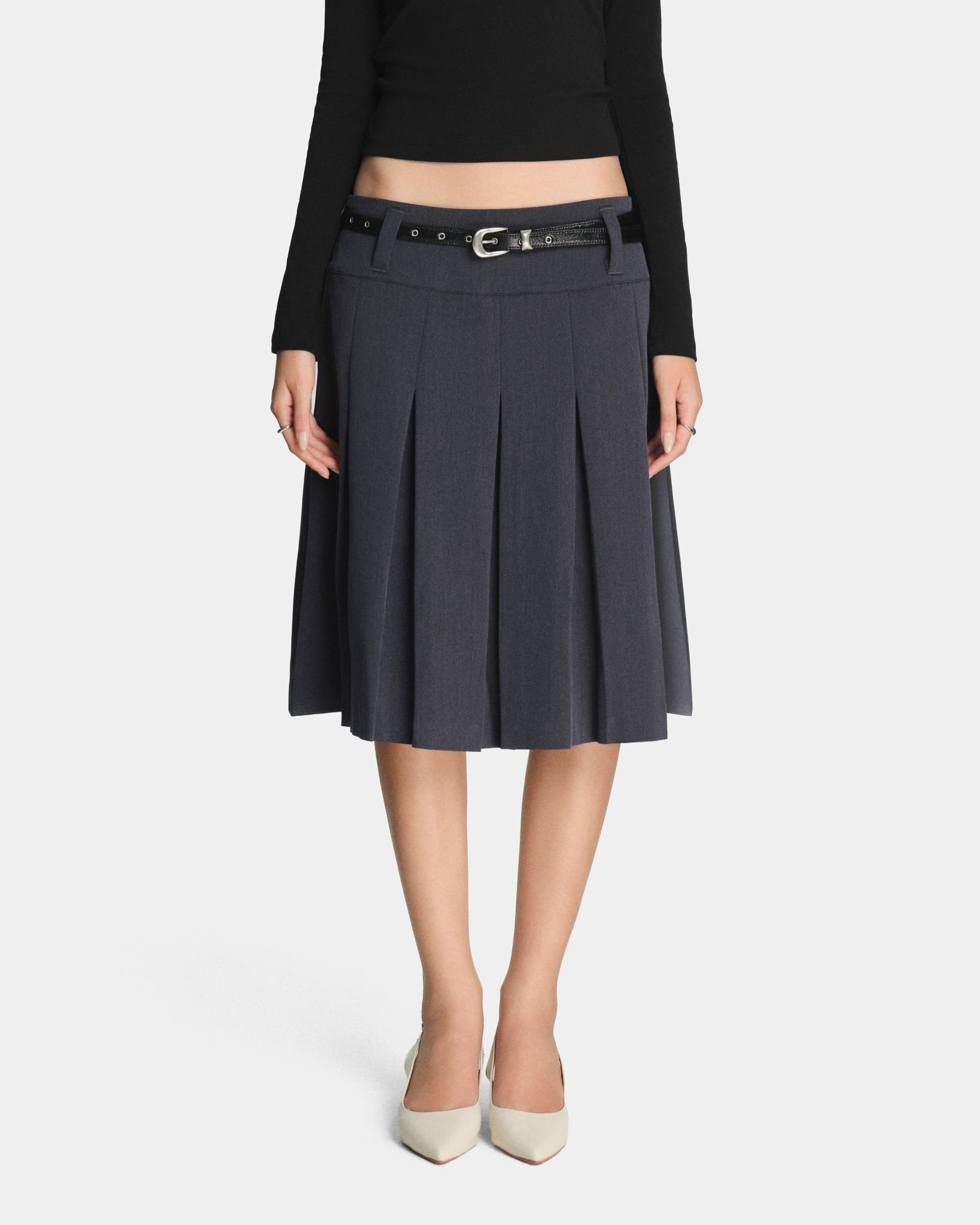  MIDI PLEAT SKIRT * grey 