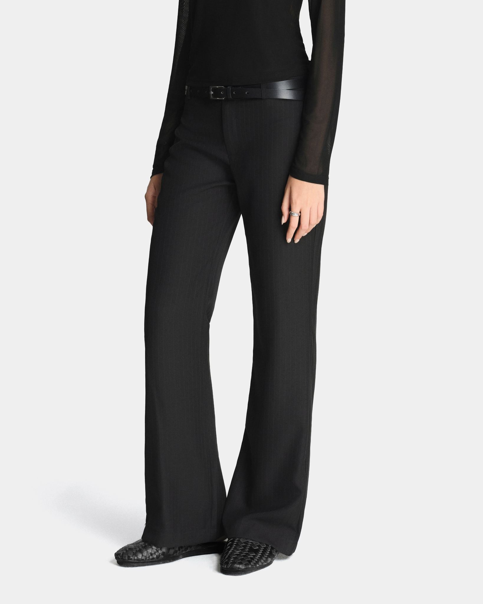  STRIPED FLARED TROUSERS 