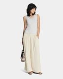  PLEAT SILK PANTS * cream 