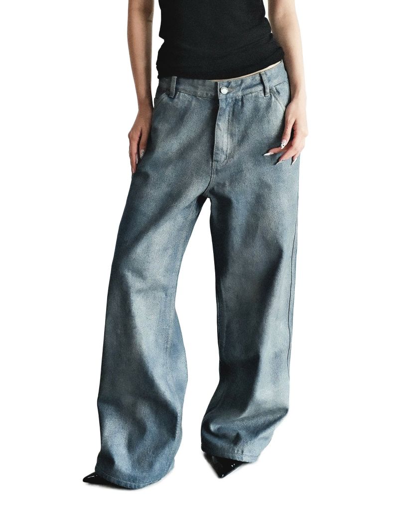  FOIL-COATED DENIM PANTS 