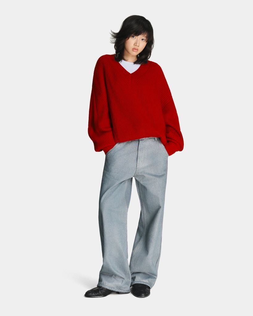  V KNIT SWEATER * red 
