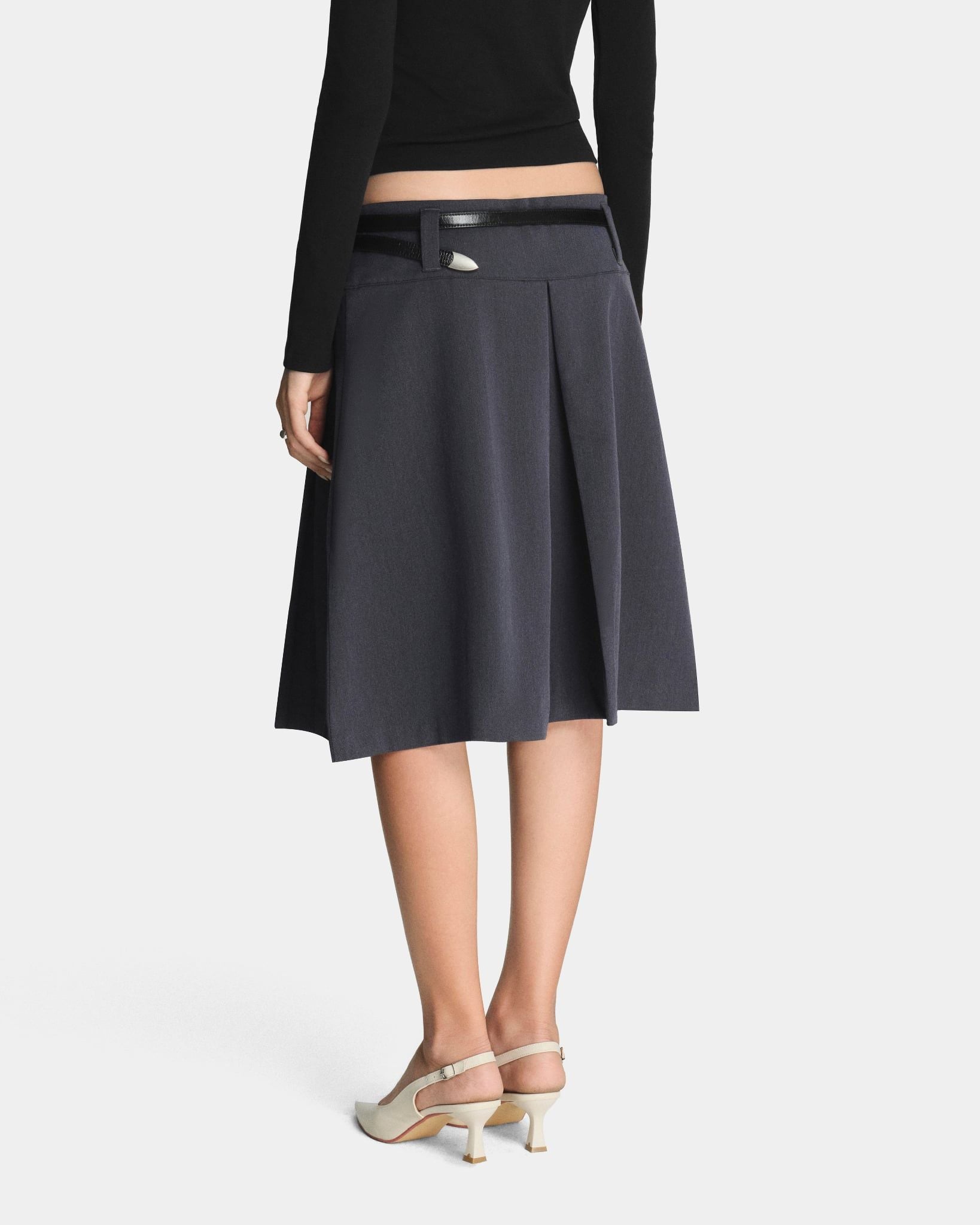  MIDI PLEAT SKIRT * grey 