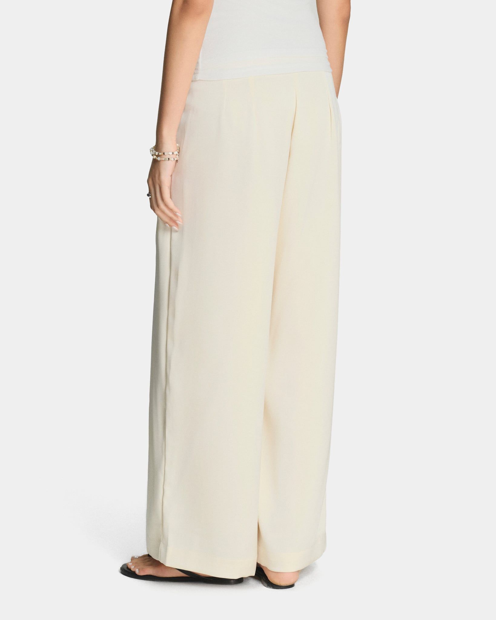  PLEAT SILK PANTS * cream 
