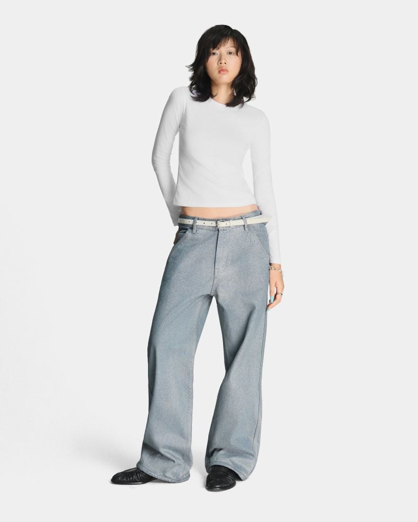 FOIL-COATED DENIM PANTS 