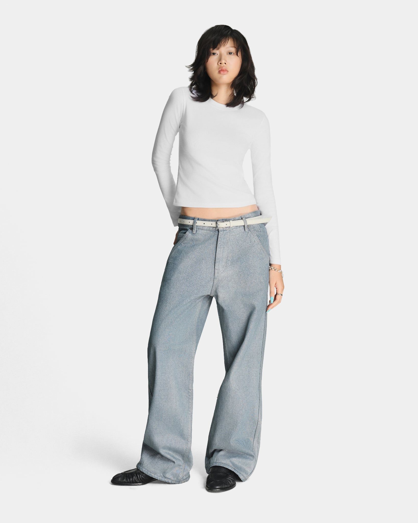  FOIL-COATED DENIM PANTS 