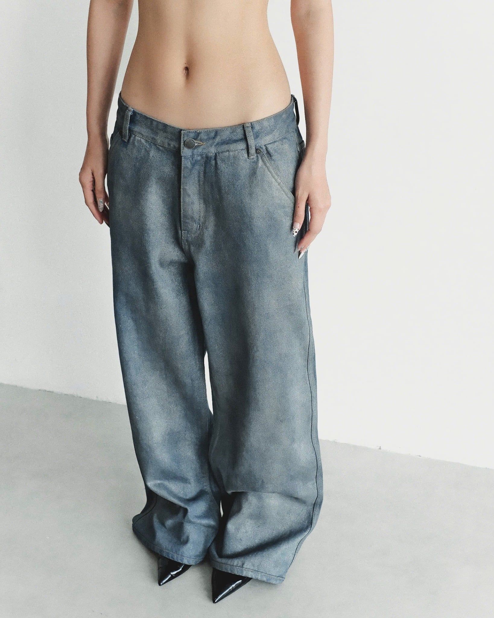  FOIL-COATED DENIM PANTS 