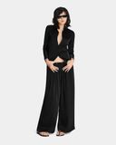  PLEAT SILK PANTS * black 