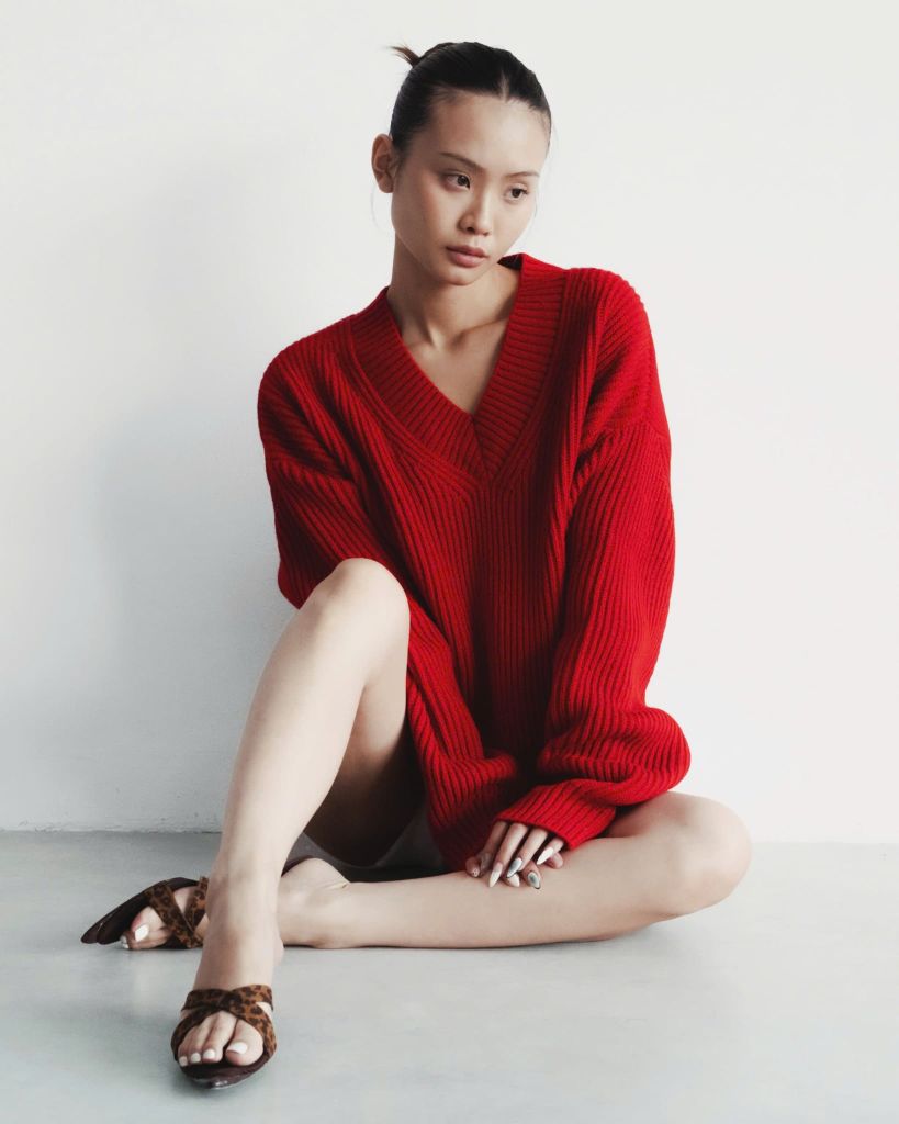  V KNIT SWEATER * red 
