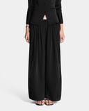 PLEAT SILK PANTS * black 