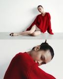  V KNIT SWEATER * red 