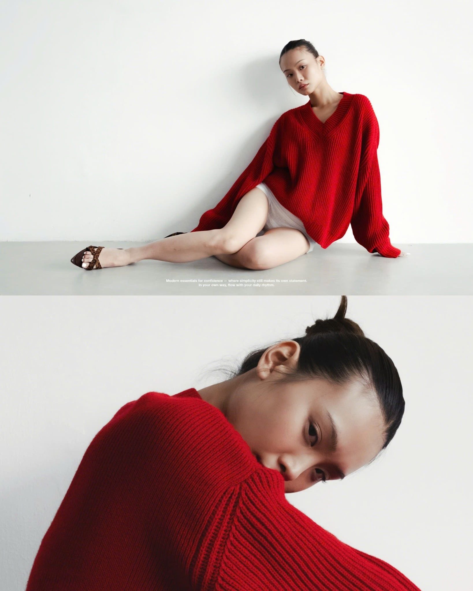  V KNIT SWEATER * red 