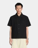  LINEN WELT POCKET SHIRT * black 