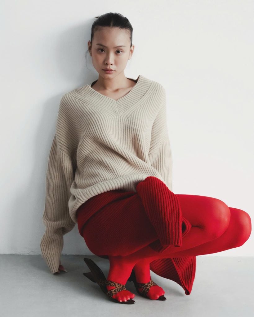  V KNIT SWEATER * cream 