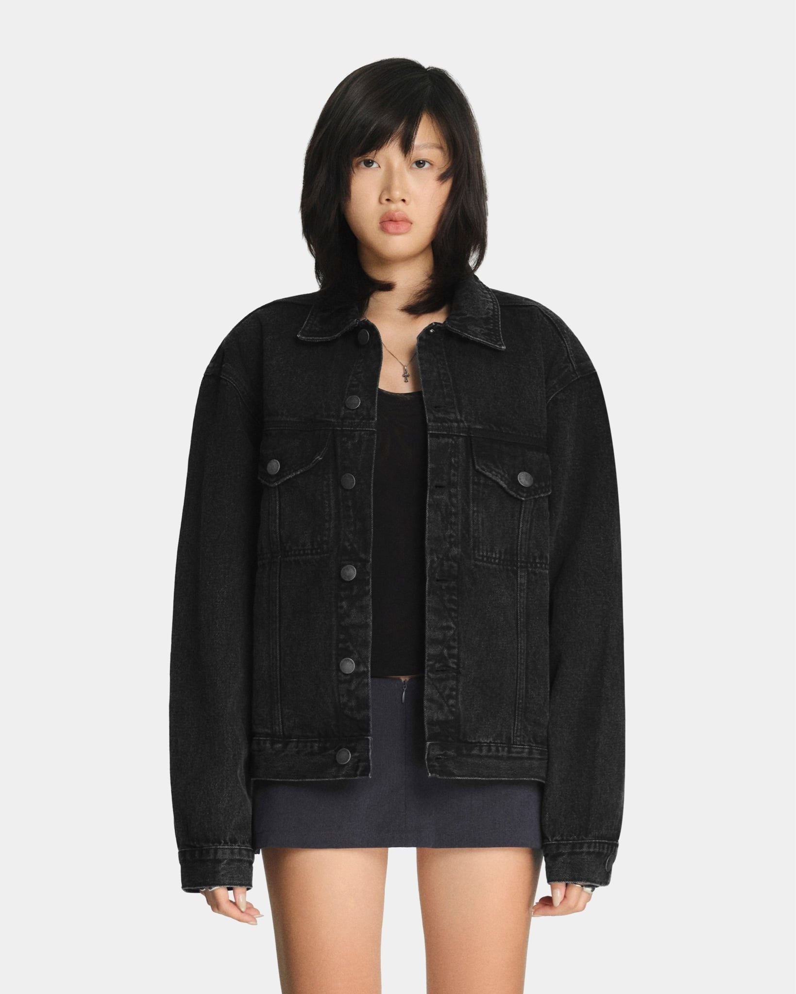  FADED DENIM JACKET * black 