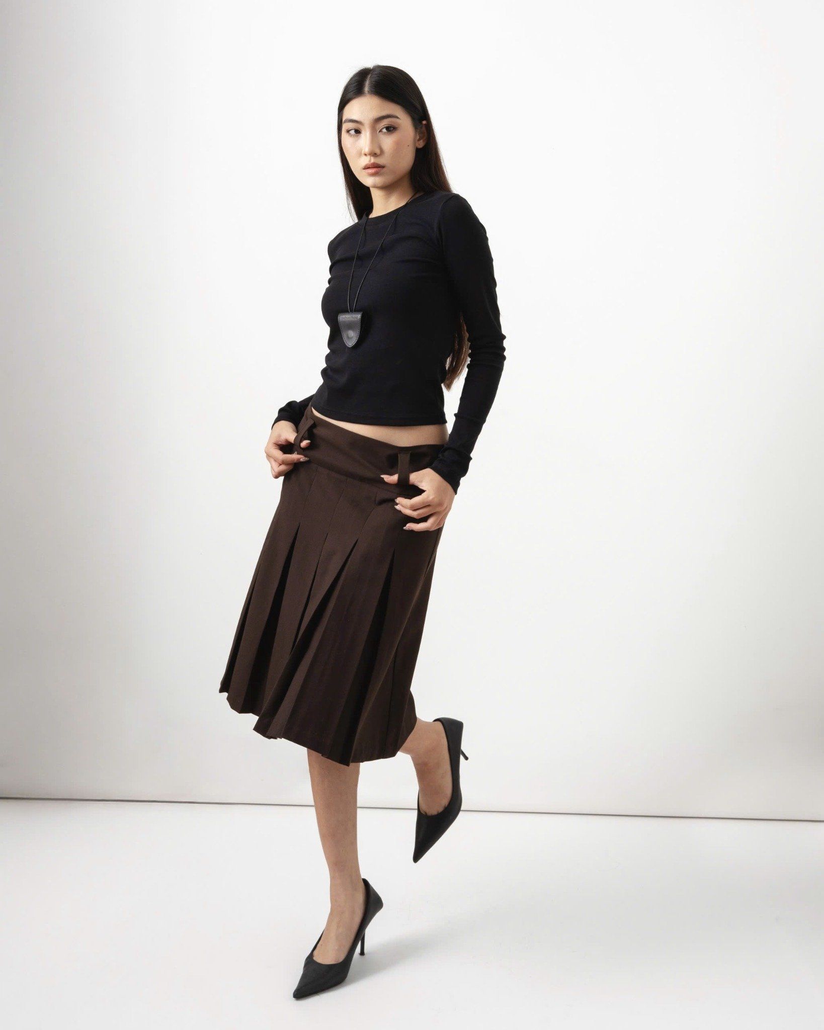 MIDI PLEAT SKIRT * choco 