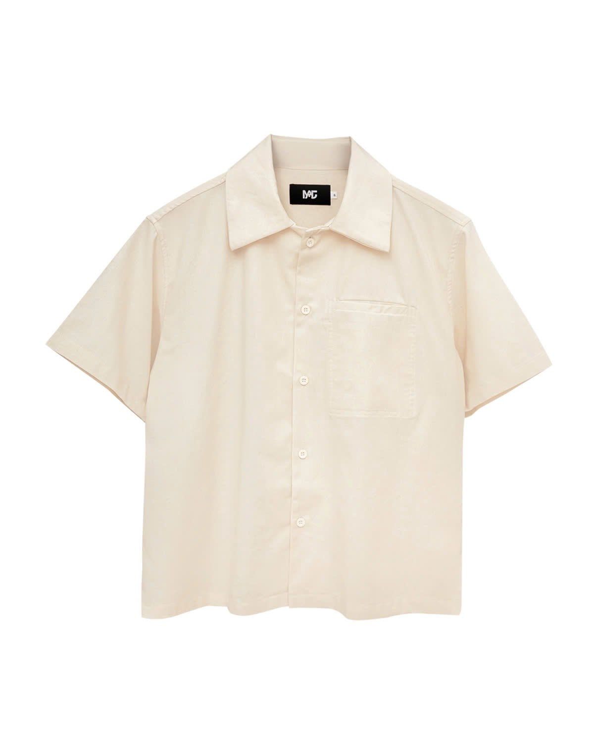  LINEN WELT POCKET SHIRT * cream 