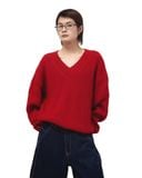  V KNIT SWEATER * red 