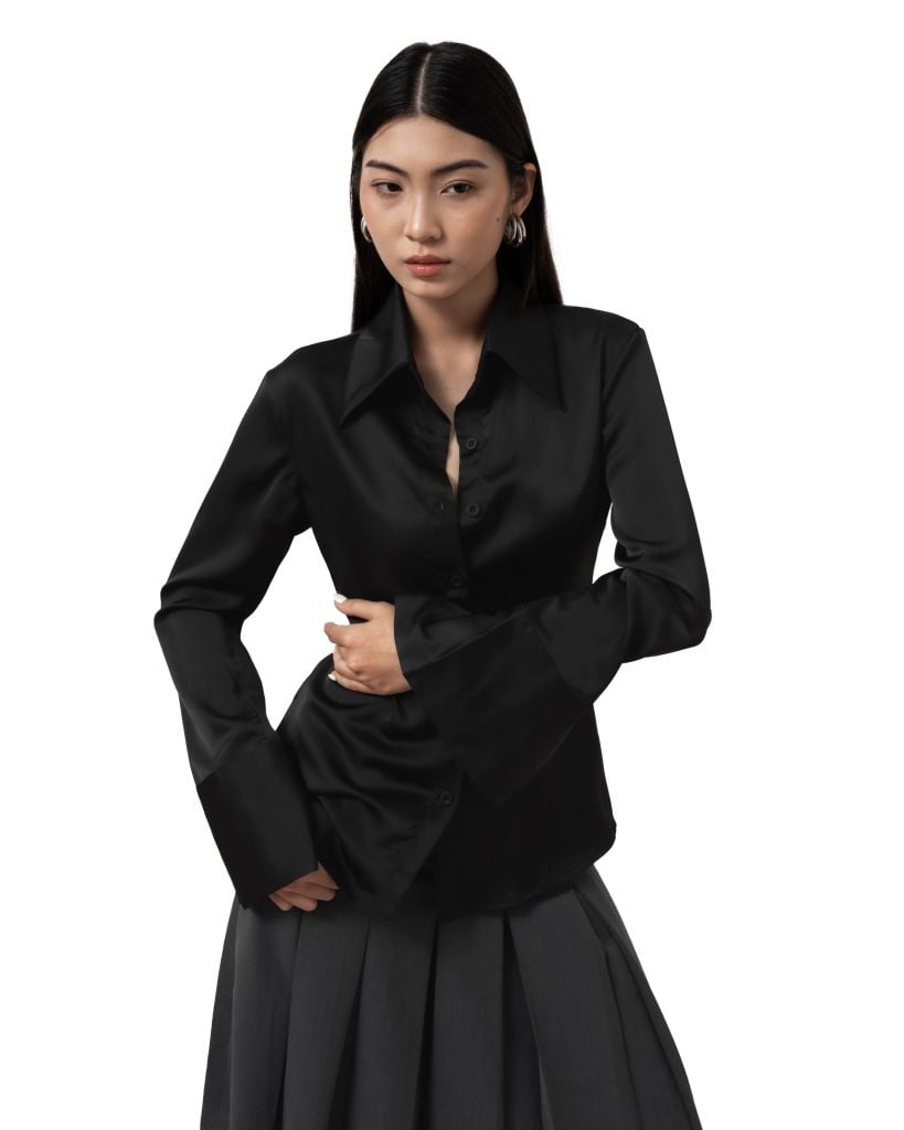  SILK SLIM SHIRT * black 