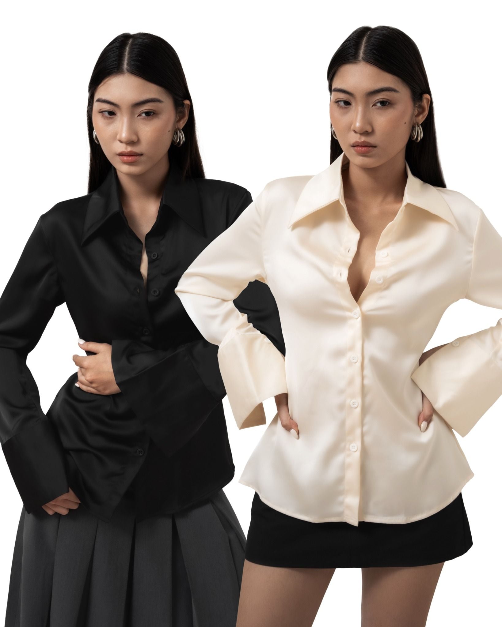  SILK SLIM SHIRT * cream 