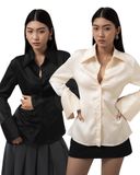  SILK SLIM SHIRT * black 
