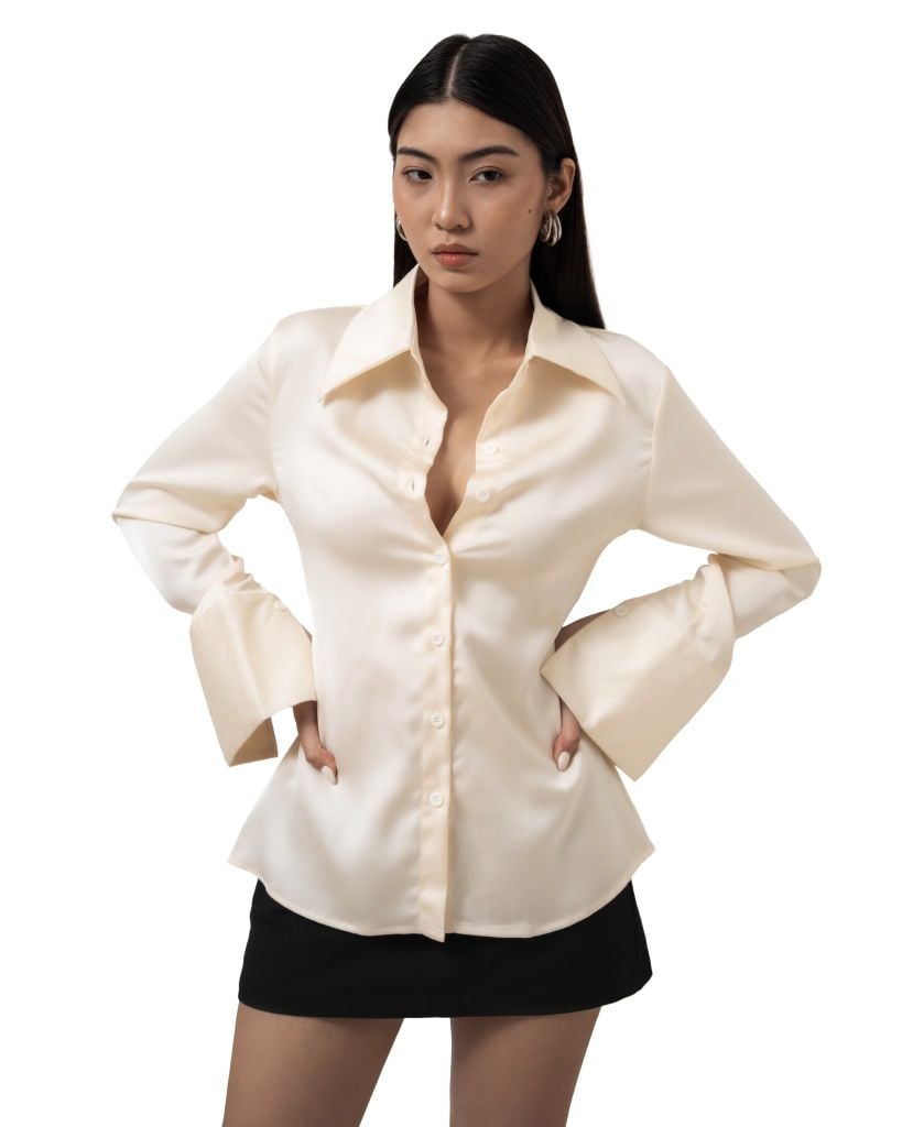  SILK SLIM SHIRT * cream 
