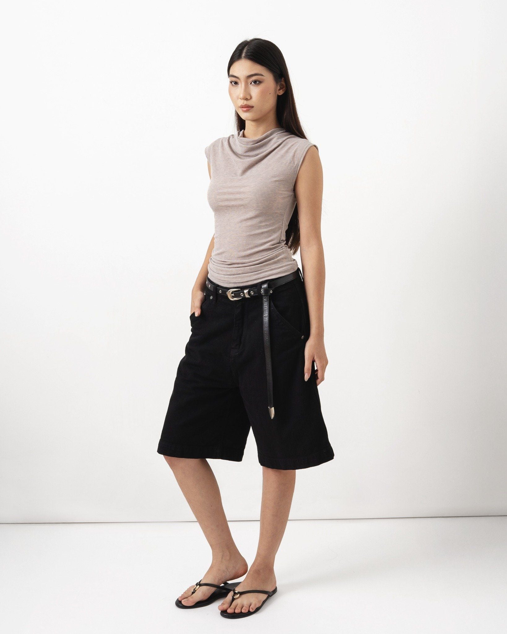  FUNNEL NECK TOP * grey 