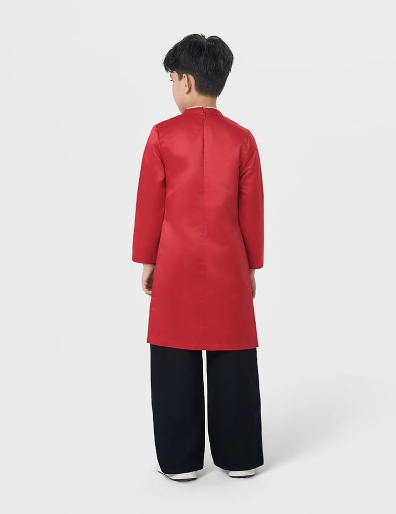 Áo dài bé trai hình in trước ngực