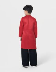 Áo dài bé trai hình in trước ngực