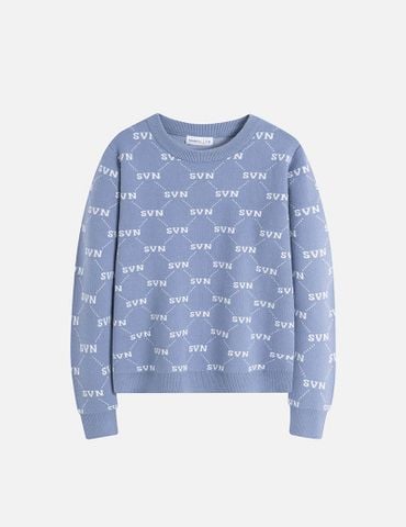 Áo len bé trai cổ tròn in tràn