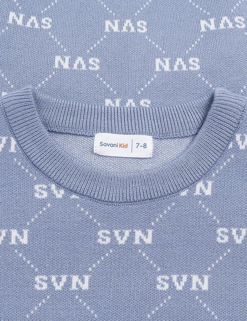 Áo len bé trai cổ tròn in tràn