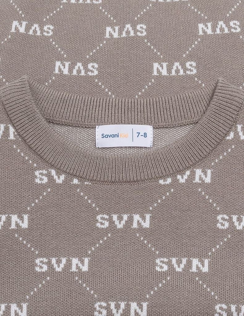 Áo len bé trai cổ tròn in tràn