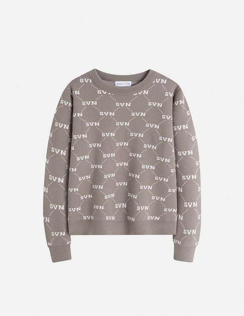 Áo len bé trai cổ tròn in tràn