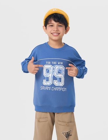 Áo nỉ cổ tròn bé trai hình in trước ngực