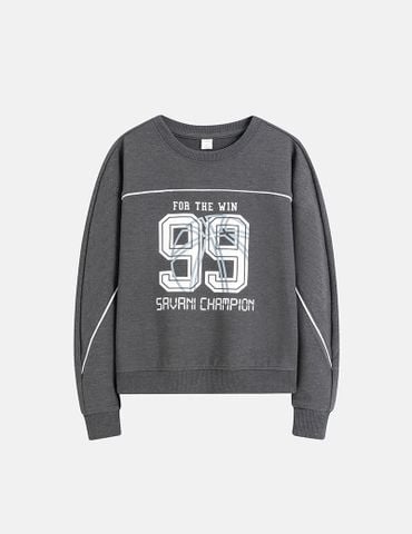 Áo nỉ cổ tròn bé trai hình in trước ngực