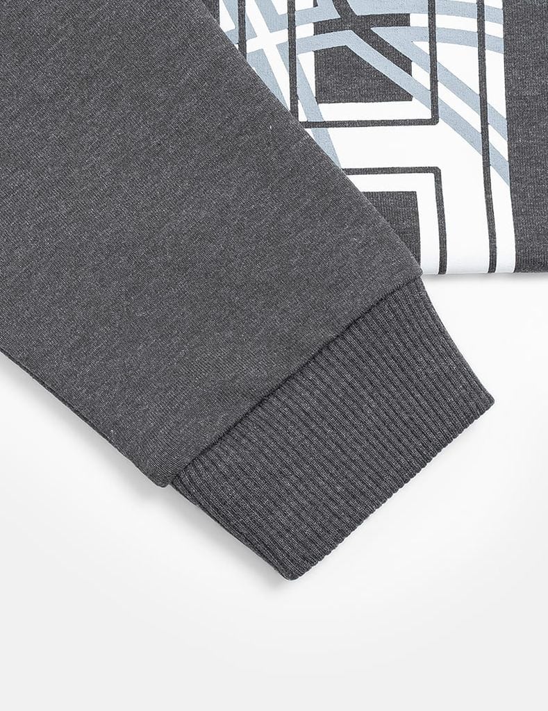 Áo nỉ cổ tròn bé trai hình in trước ngực